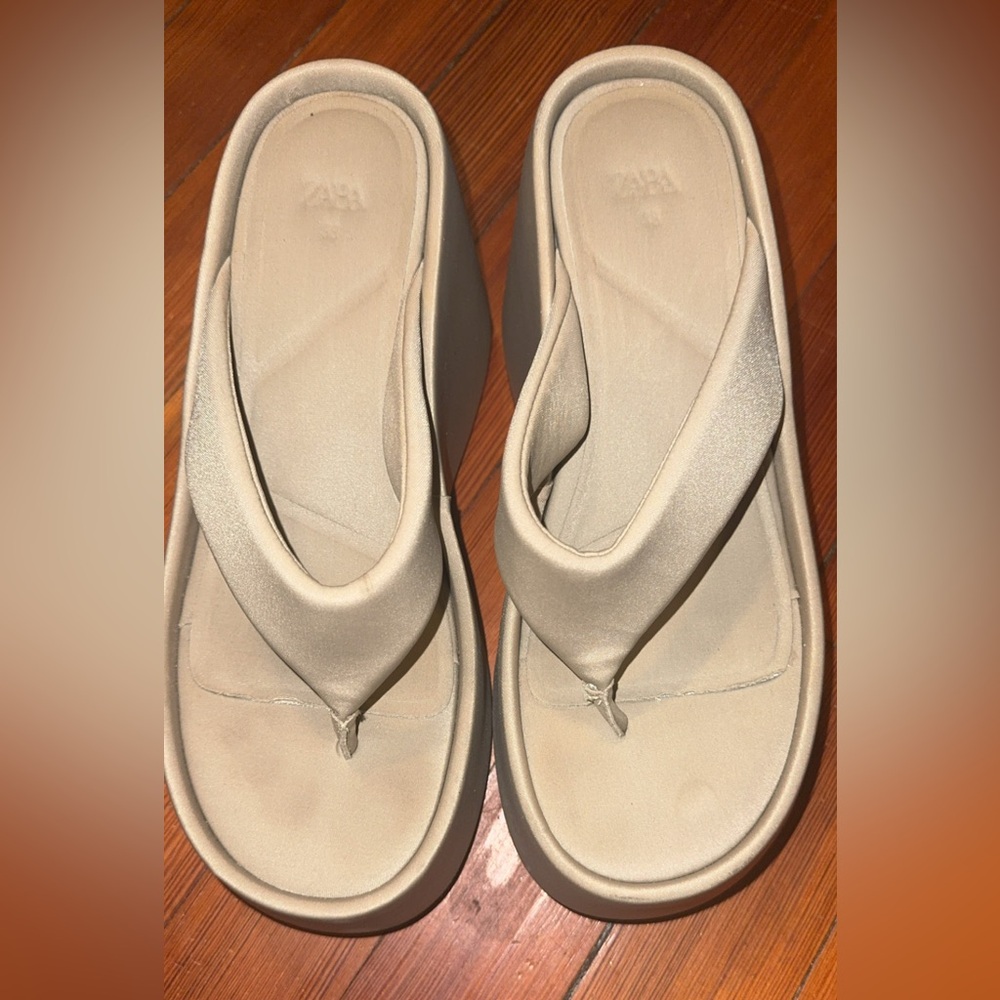 Zara Cream Platform Sandals